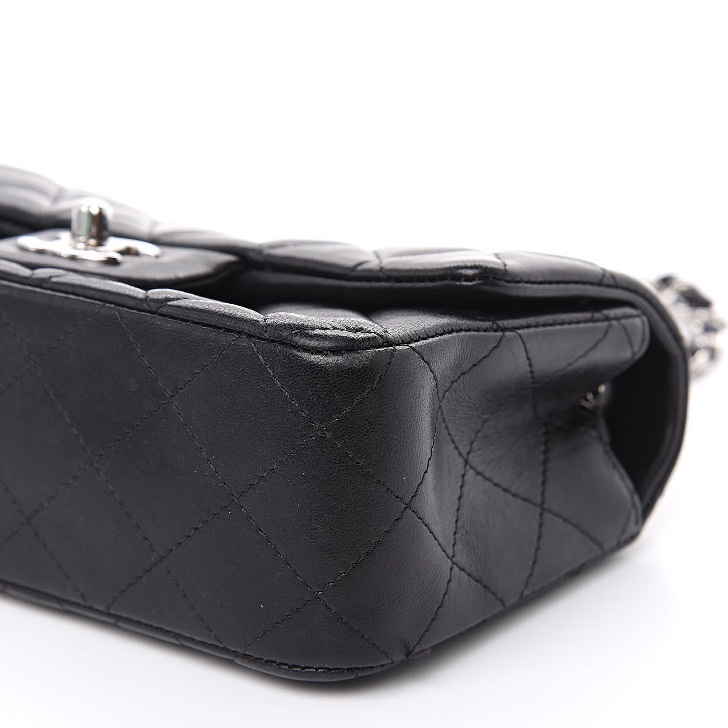 Lambskin Quilted Mini Rectangular Flap Black