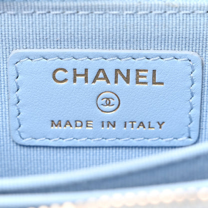 Chanel Caviar Quilted Zip Coin Purse Light Blue 6 of 10