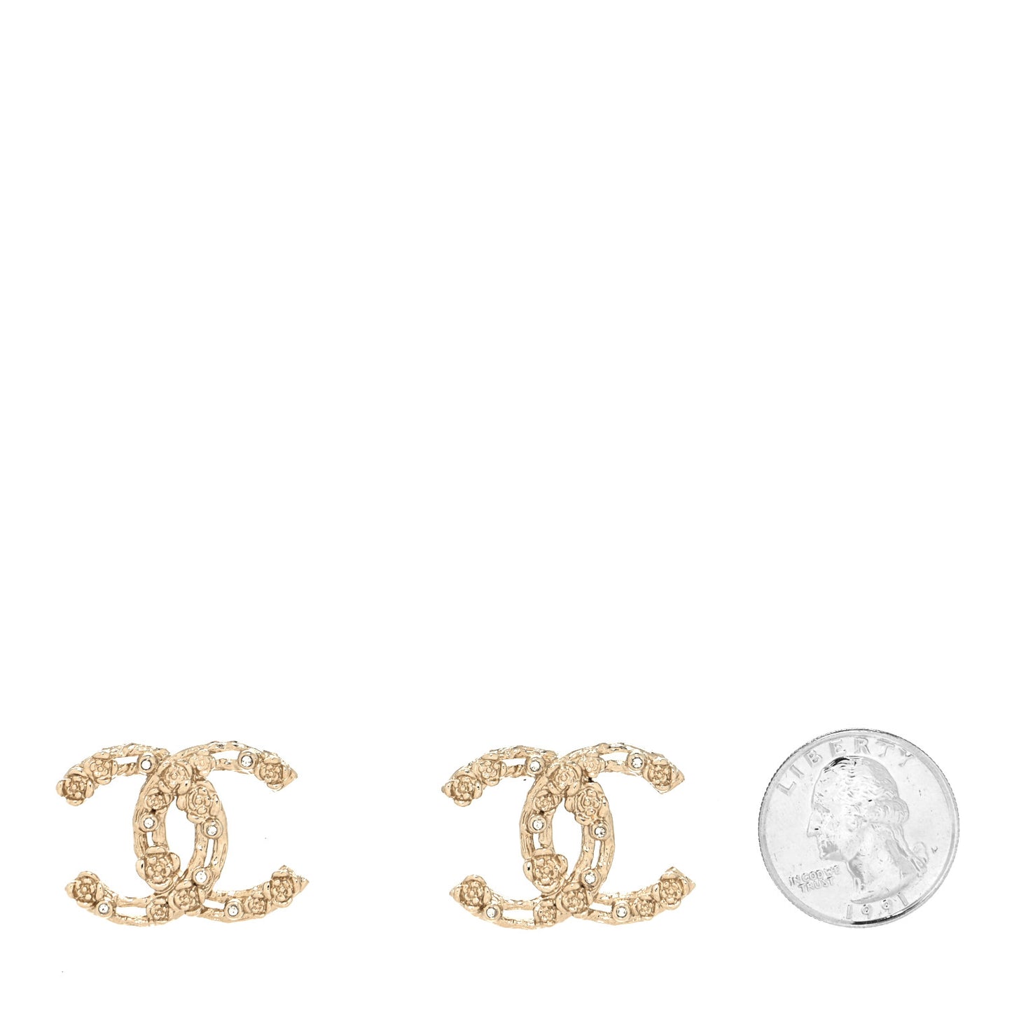 Crystal CC Camellia Earrings Gold