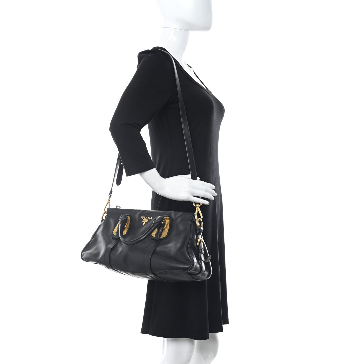 Soft Calf Shopping Satchel Black