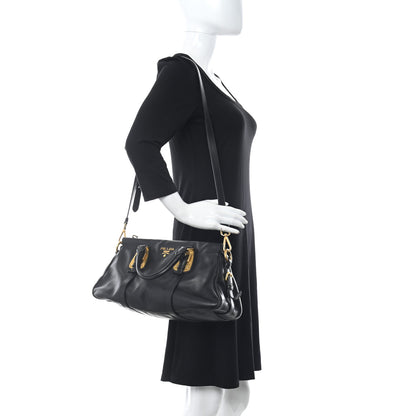 Prada Soft Calf Shopping Satchel Black 3 of 10