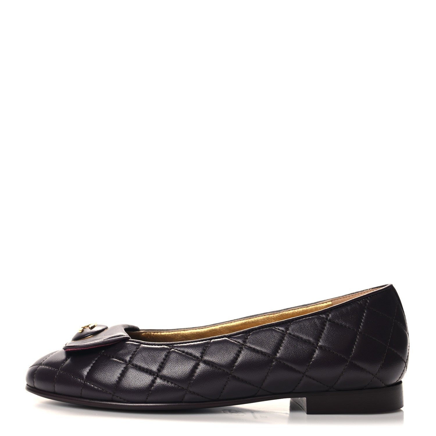 Chanel Lambskin Quilted CC Ballerina Flats 37 Dark Purple 1 of 9