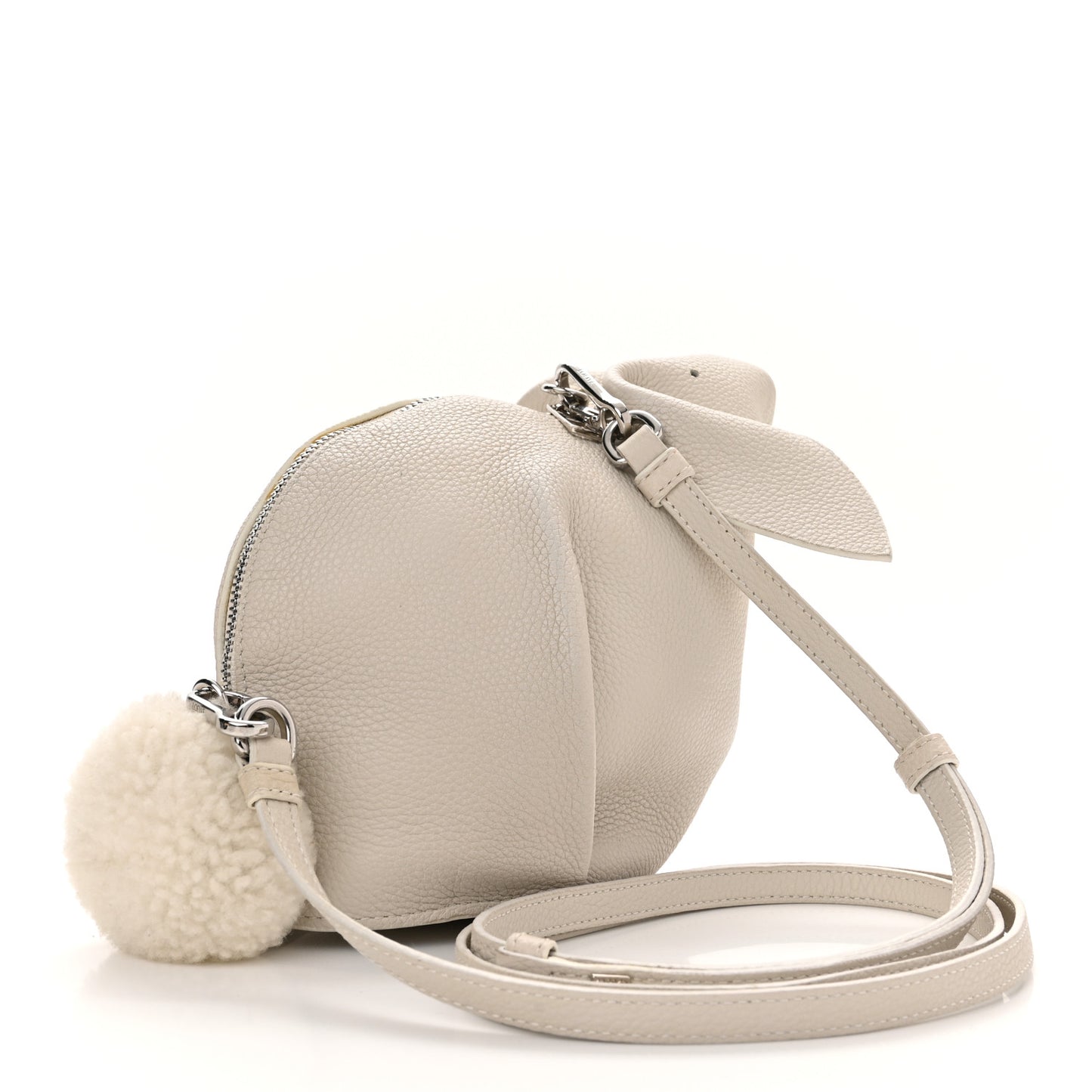 Calfskin Shearling Mini Bunny Crossbody Bag White
