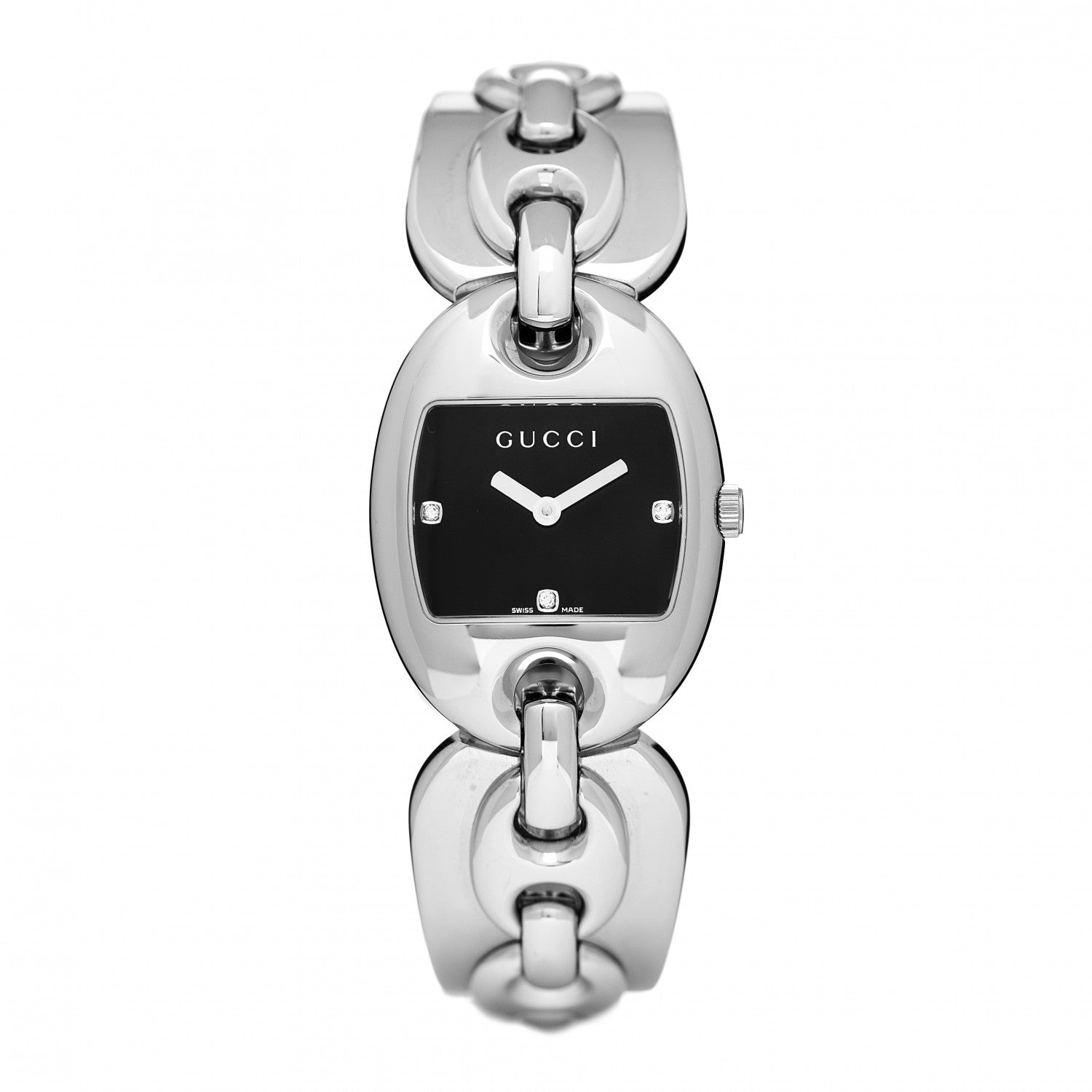 Gucci Stainless Steel Diamond 26mm Marina Quartz Watch Black 1 of 5