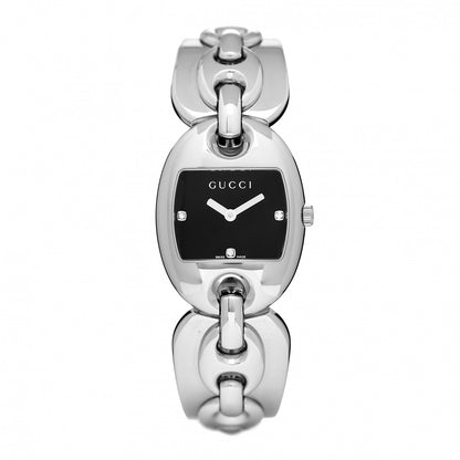 Gucci Stainless Steel Diamond 26mm Marina Quartz Watch Black 1 of 5