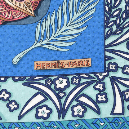 Hermes Cashmere Silk Zenobie Reine De Palmyre 140 Turquoise Rose Gris Bleuette 3 of 6