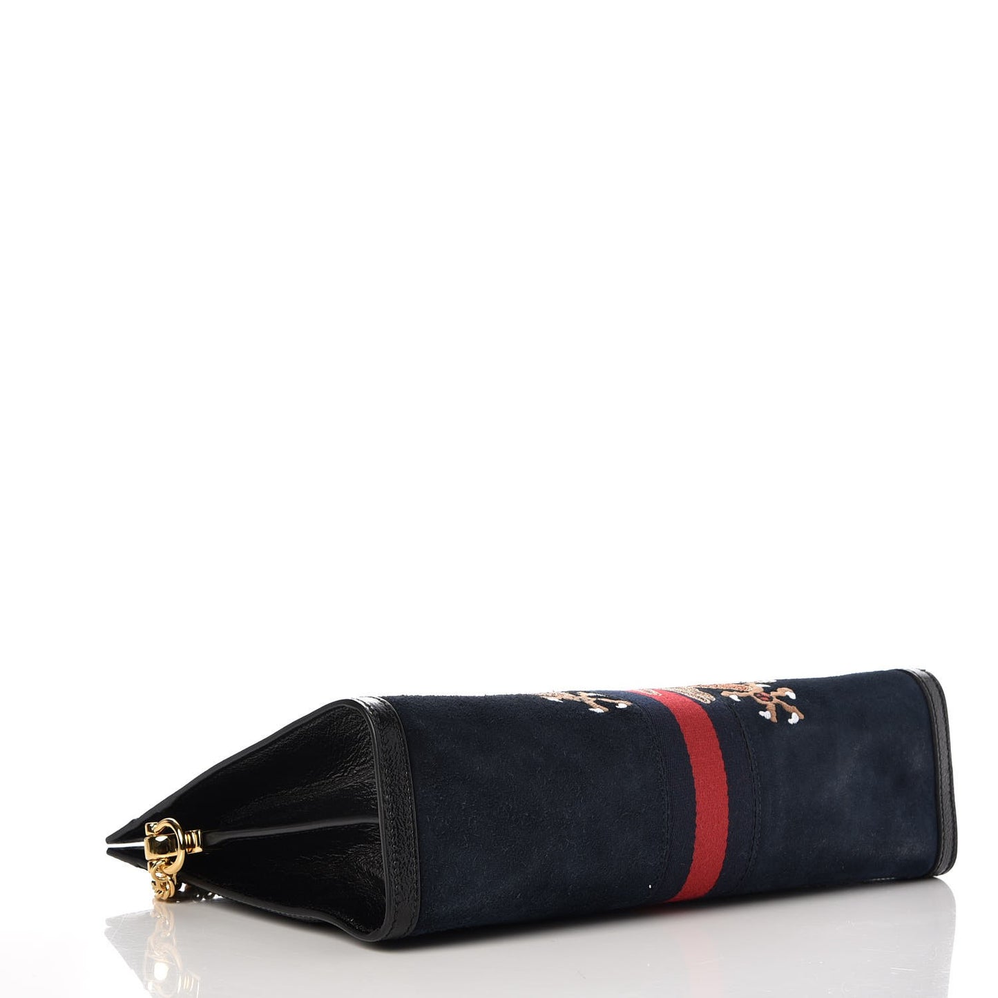 Suede Patent Web Dragon Embroidered Medium Ophidia Chain Shoulder Bag Blue Multicolor Black