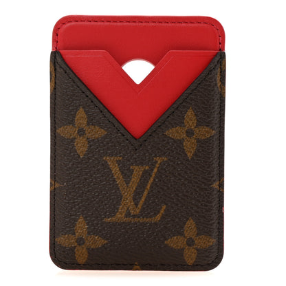 Louis Vuitton Monogram Macassar Magnetic Card Holder Sari Red 1 of 7