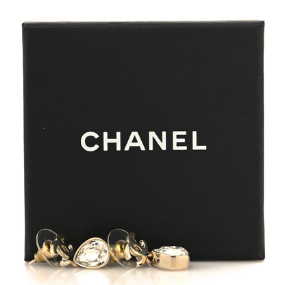 Chanel Crystal CC Tear Drop Earrings Gold 5 of 5