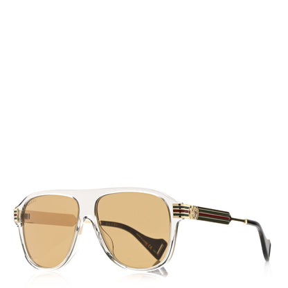 Gucci Web Aviator Sunglasses GG0587S Gold Tortoise 1 of 9