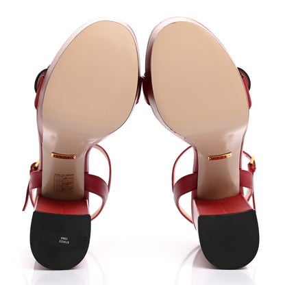 Gucci Calfskin GG Marmont Ankle Wrap 30/115mm Platform Sandals 37 Hibiscus Red 5 of 10