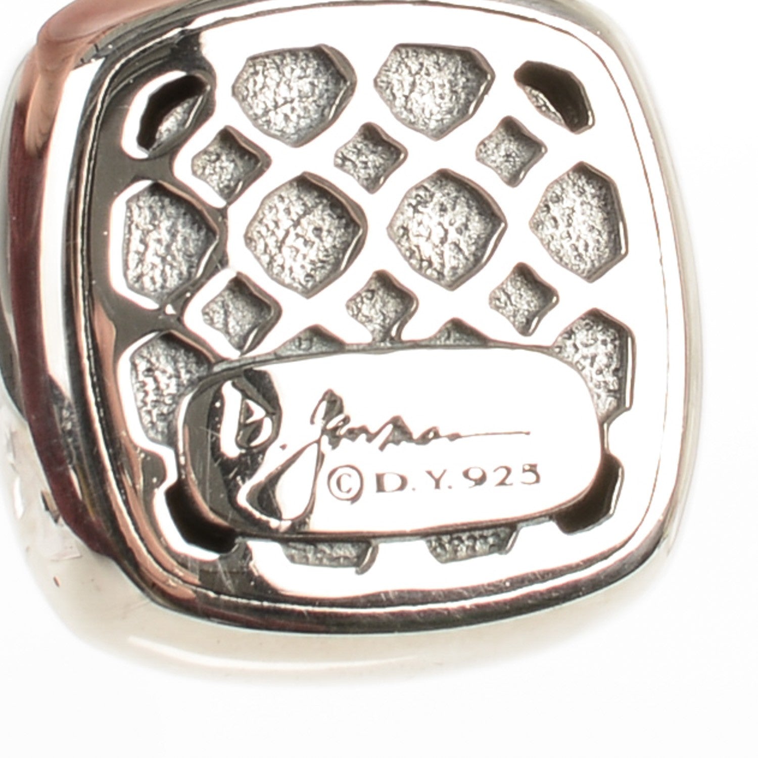 David Yurman Sterling Silver Pave Diamond 14mm Black Orchid Albion Enhancer Pendant 4 of 5