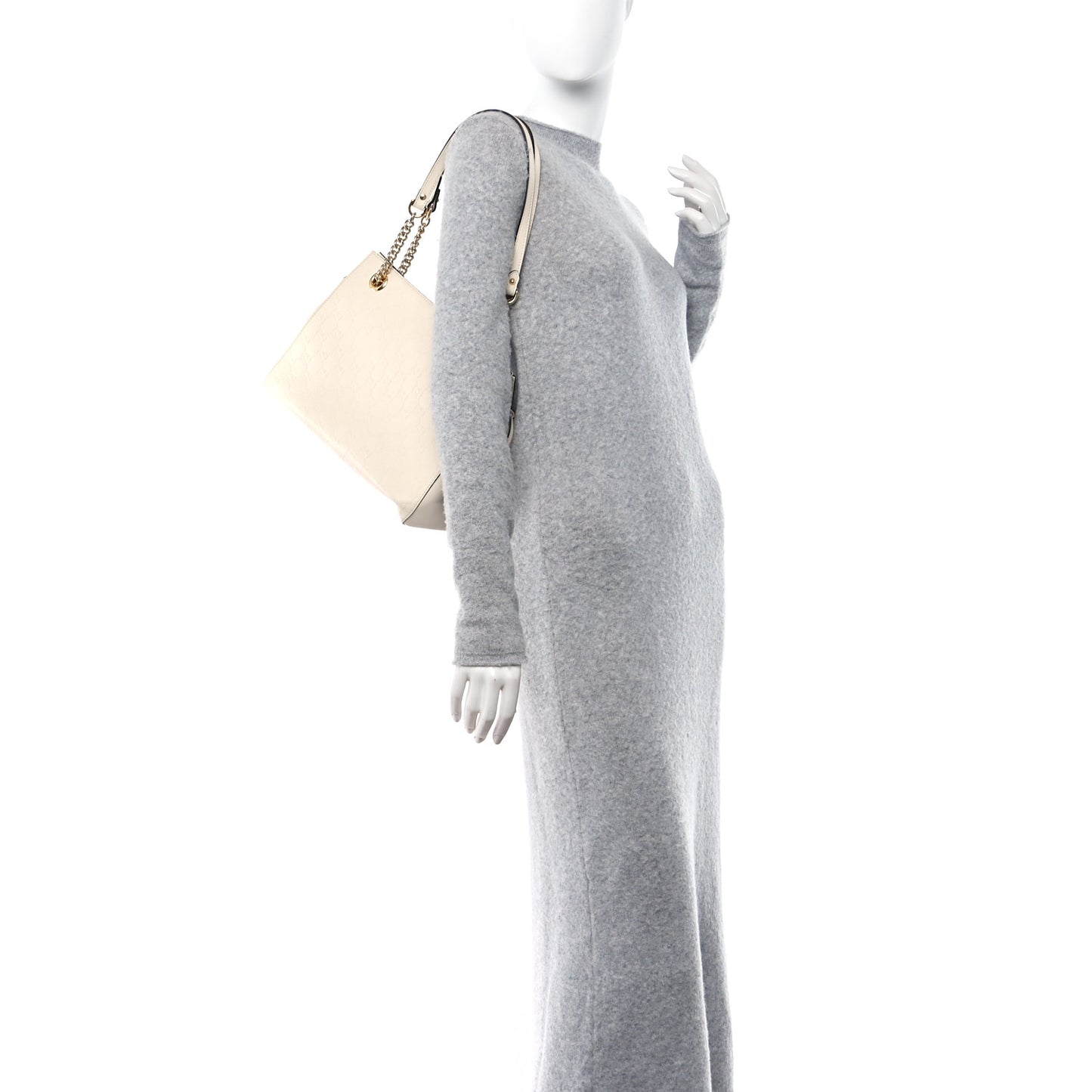 Guccissima Signature Medium Shoulder Tote Bag Mystic White
