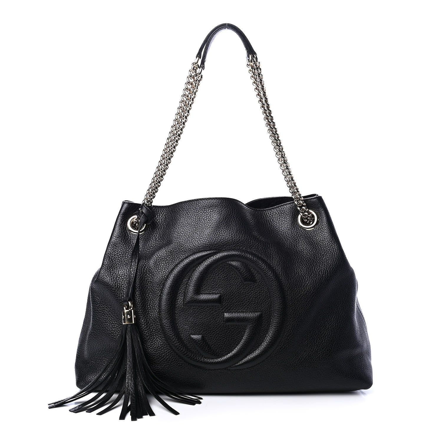 Gucci Pebbled Calfskin Medium Soho Chain Shoulder Bag Black 1 of 9