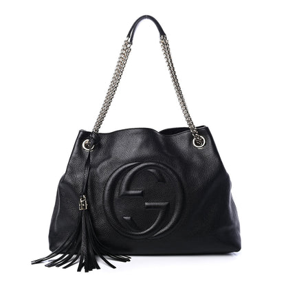 Gucci Pebbled Calfskin Medium Soho Chain Shoulder Bag Black 1 of 9