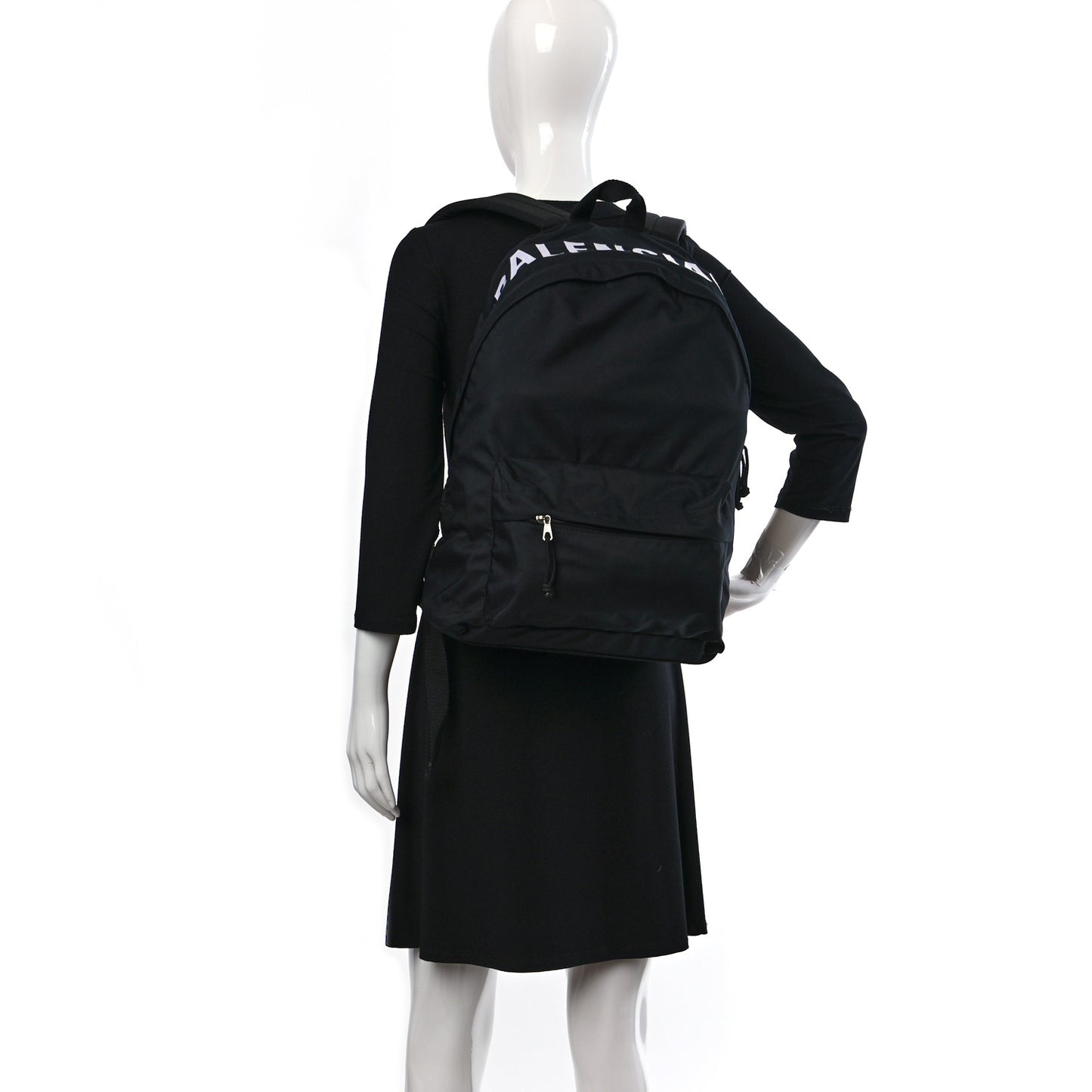 Sport Nylon Logo Embroidered S Wheel Backpack Black