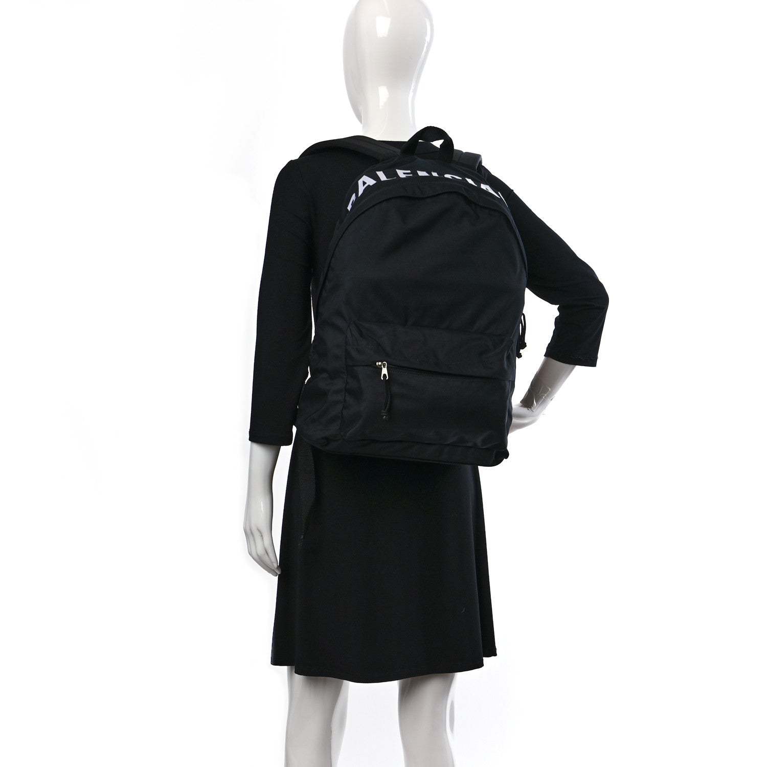 Balenciaga Sport Nylon Logo Embroidered S Wheel Backpack Black 2 of 8