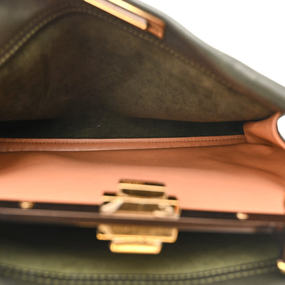 Fendi Vitello Seta Shiny Nappa Medium Peekaboo Iconic Satchel Verde Prato Makeup 5 of 18