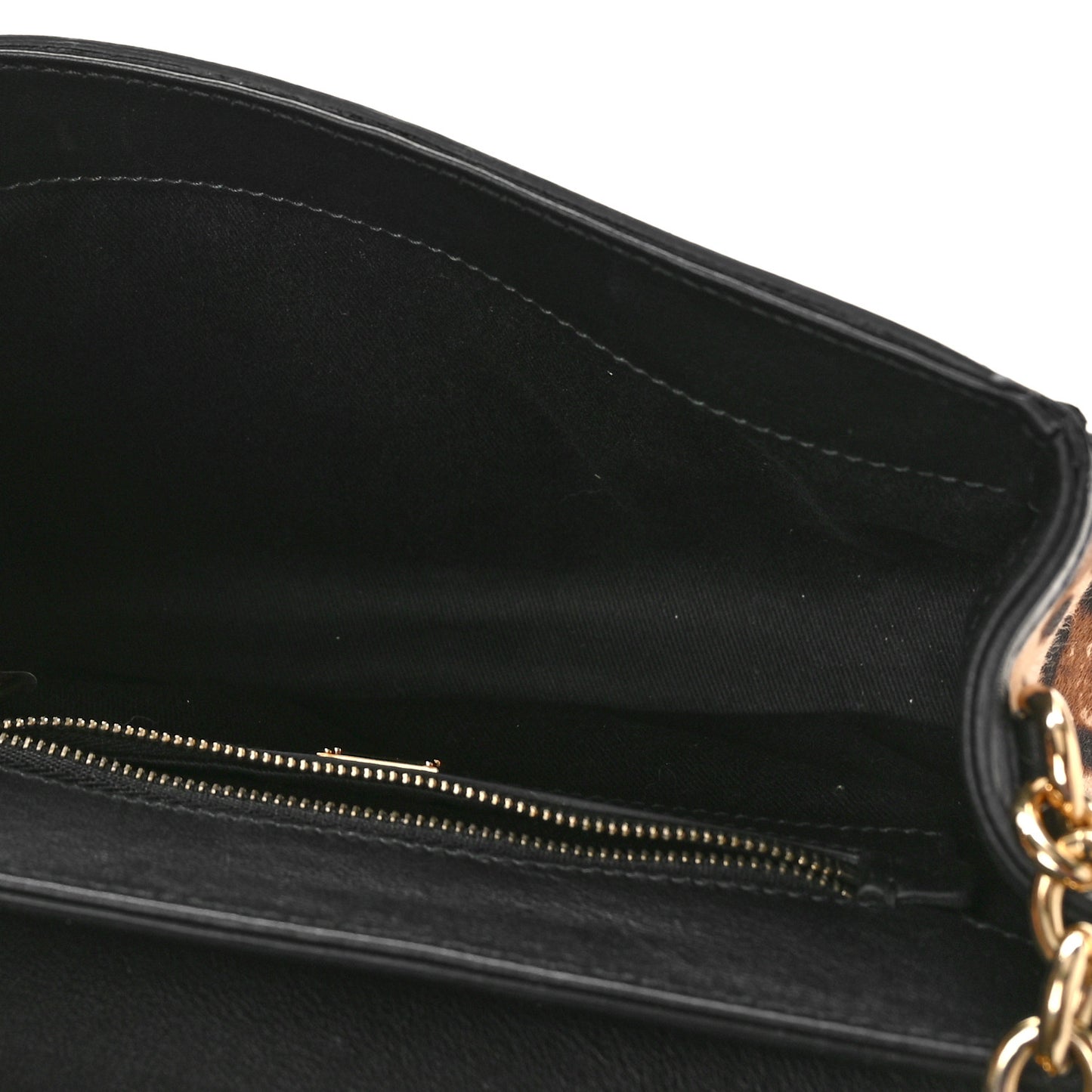 Calf Hair Leopard Print Miss Dolce Satchel Black