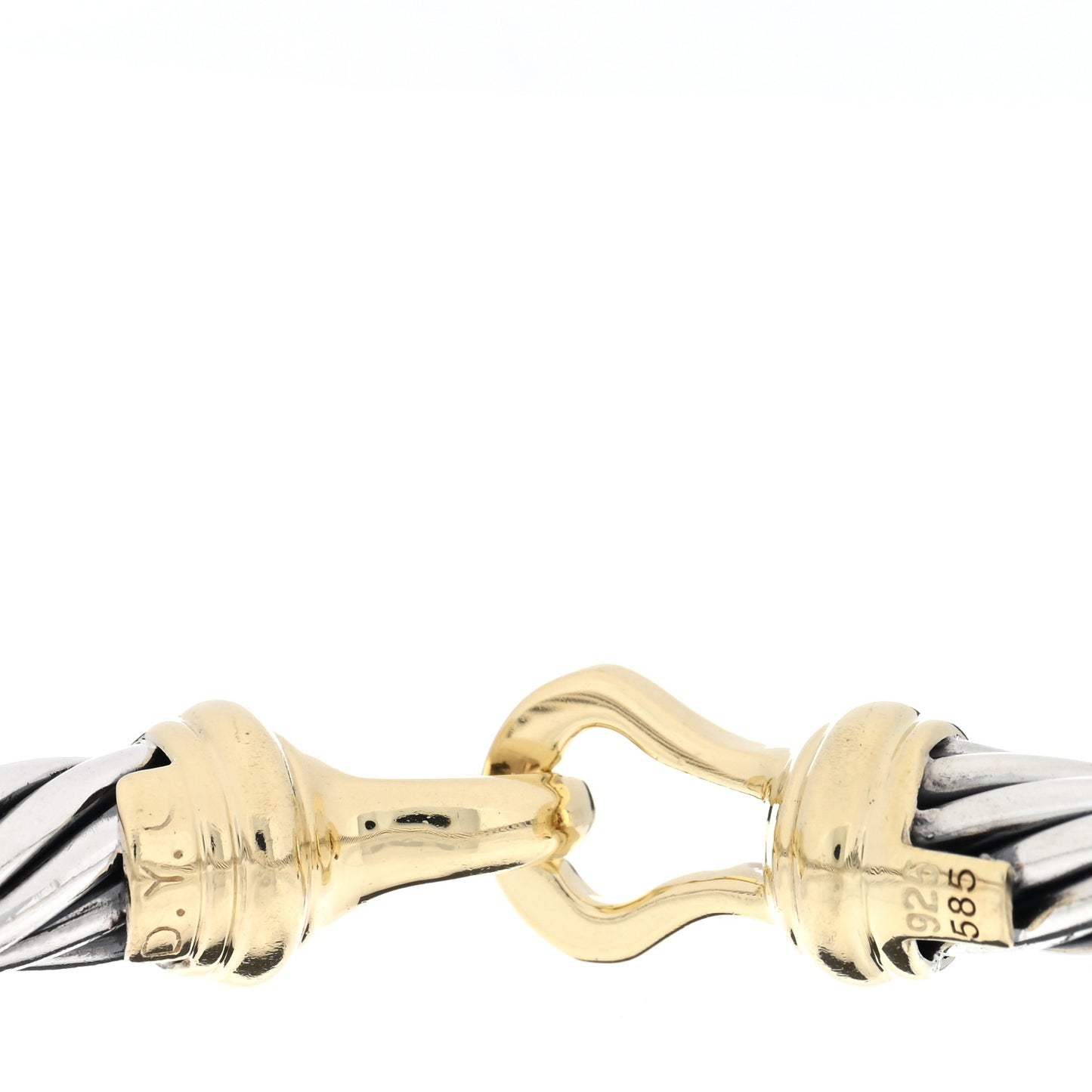 Sterling Silver 14K Yellow Gold 7mm Cable Classic Buckle Bracelet