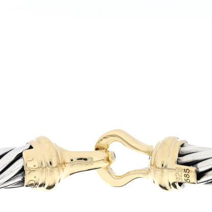 David Yurman Sterling Silver 14K Yellow Gold 7mm Cable Classic Buckle Bracelet 3 of 3