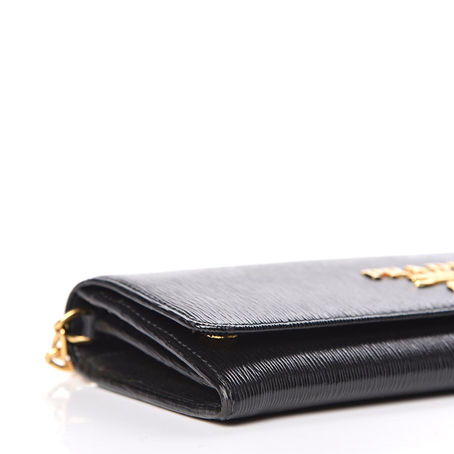 Prada Vitello Move Metal Oro Chain Wallet Black 9 of 11