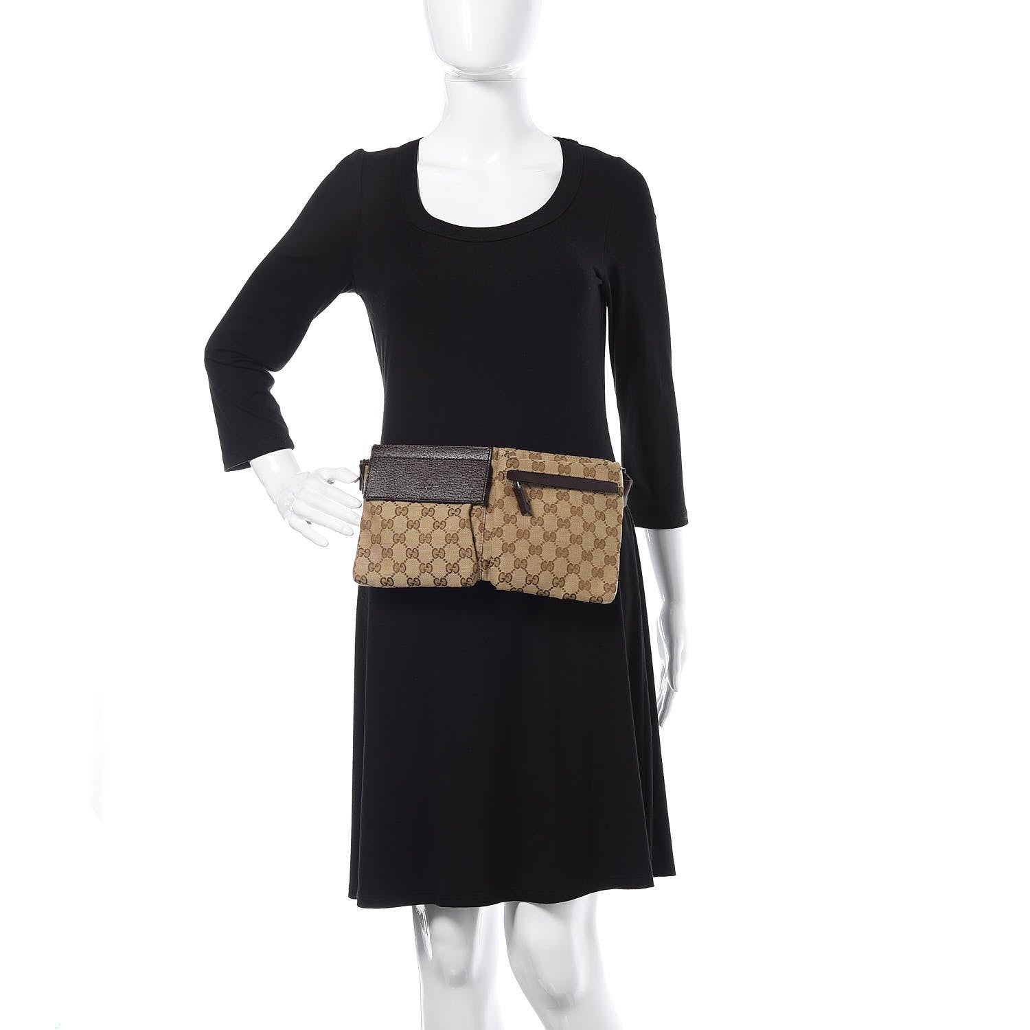 Gucci GG Monogram Double Pocket Belt Bag Dark Brown 2 of 8