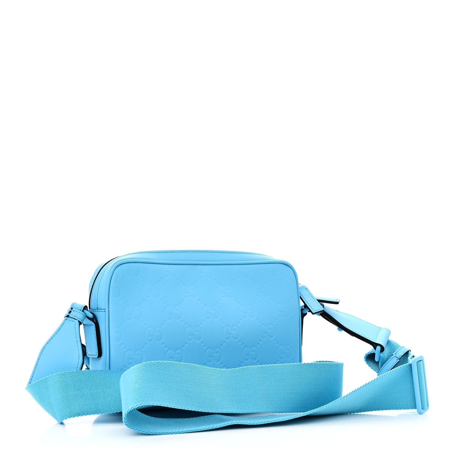 Gucci Rubber Effect Monogram GG Crossbody Bag Bright Blue 3 of 9
