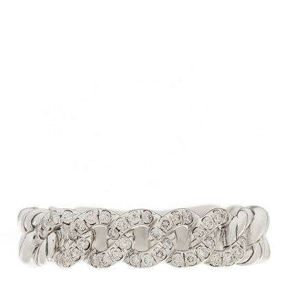 David Yurman Sterling Silver Diamond Narrow Belmont Curb Link Ring 54 7 1 of 5
