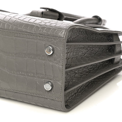 Saint Laurent Calfskin Crocodile Embossed Baby Sac De Jour Fog 9 of 10