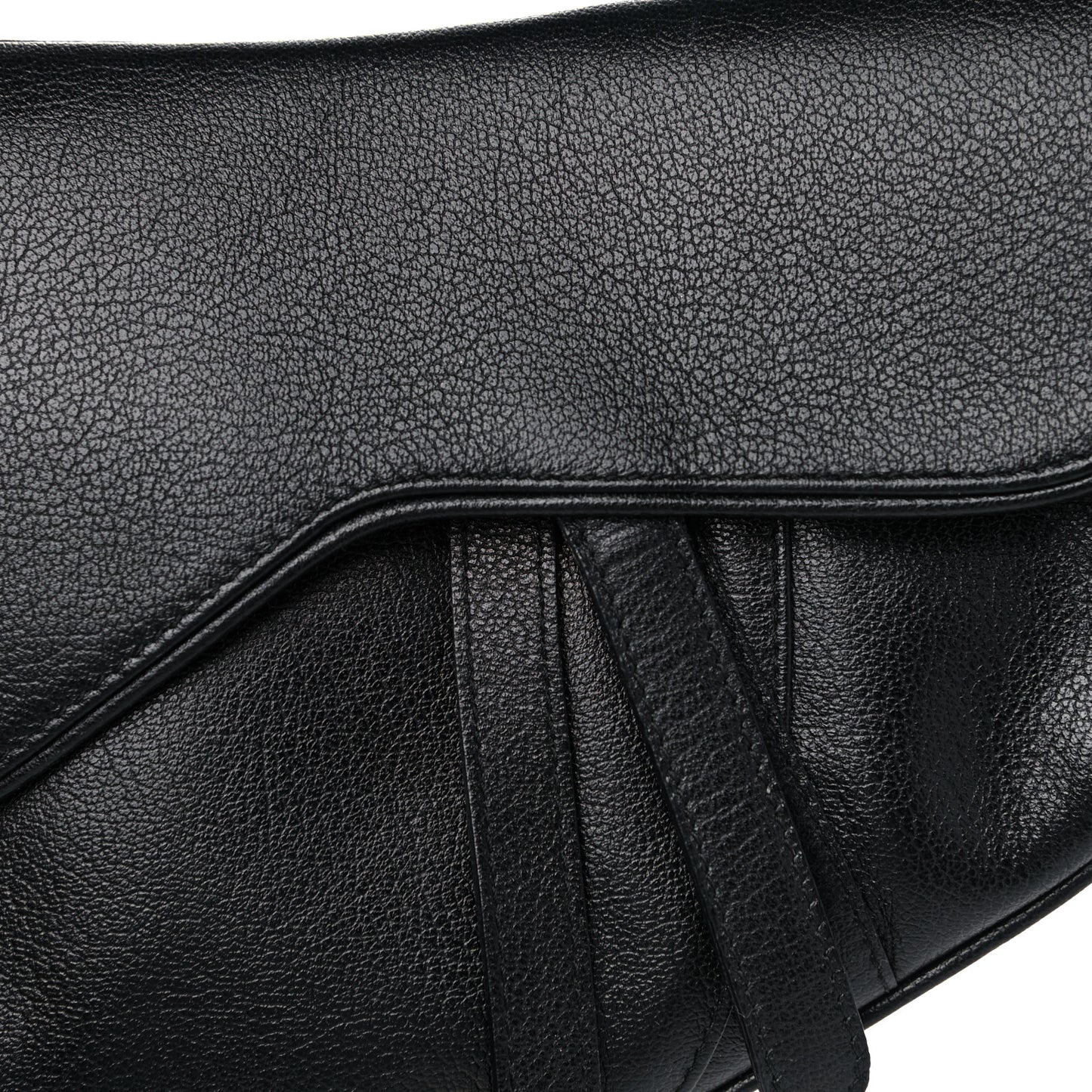 Grained Calfskin Saddle Bag Black