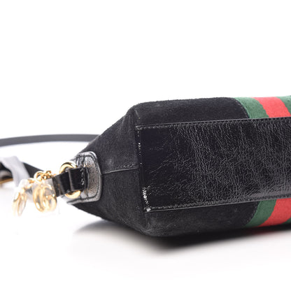 Gucci Suede Patent Web GG Small Ophidia Dome Shoulder Bag Black 9 of 14