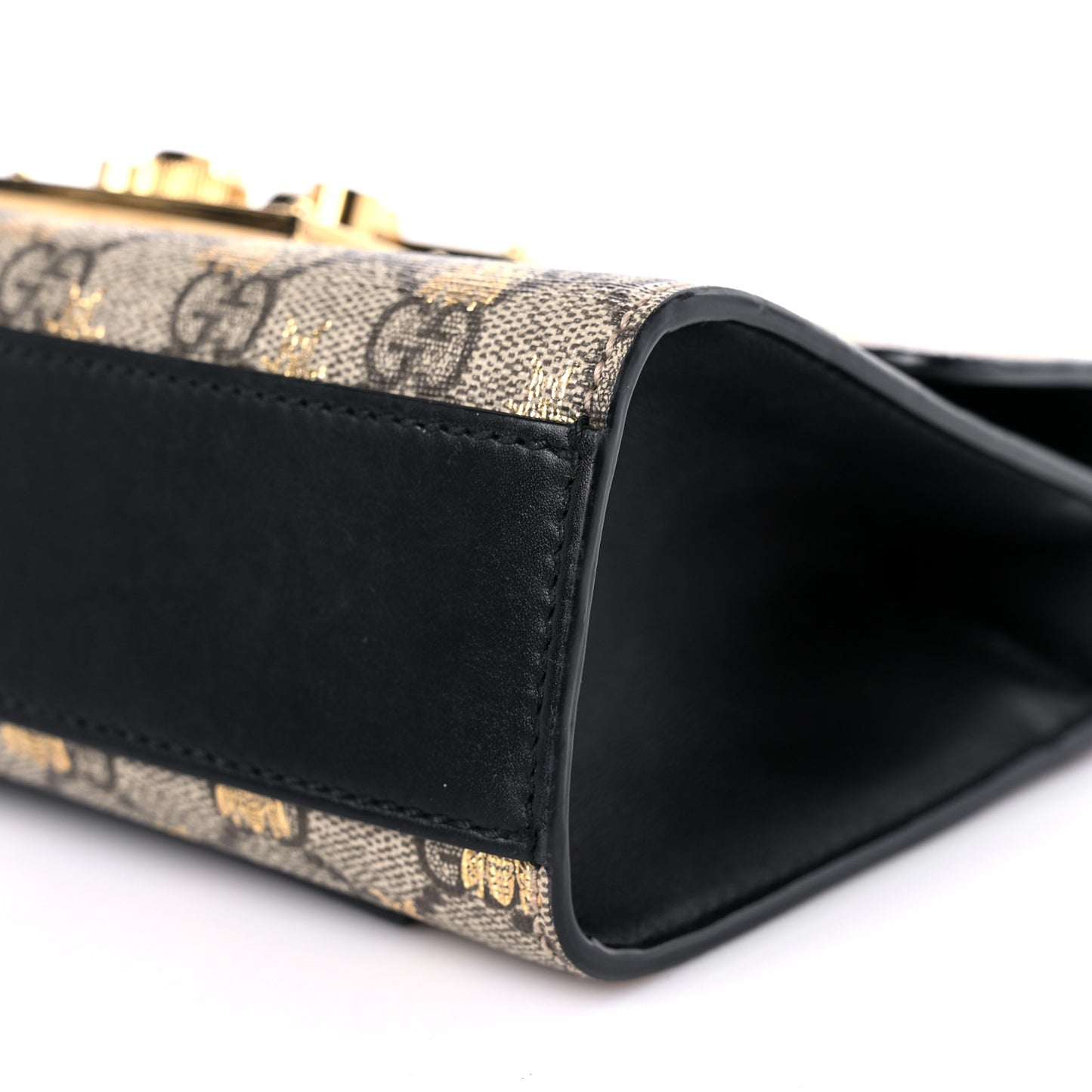 GG Supreme Monogram Bees Small Padlock Shoulder Bag Black