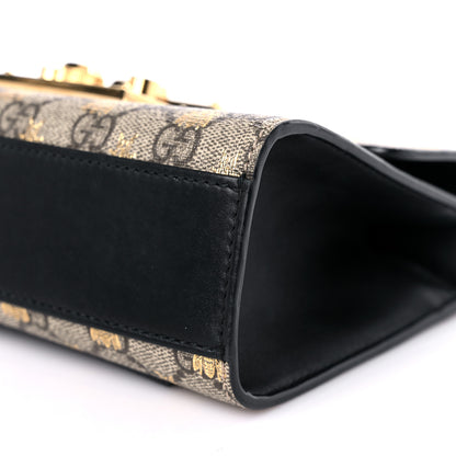Gucci GG Supreme Monogram Bees Small Padlock Shoulder Bag Black 9 of 14