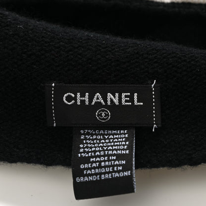 Chanel Cashmere Quilted CC Beanie Hat Black White 4 of 5