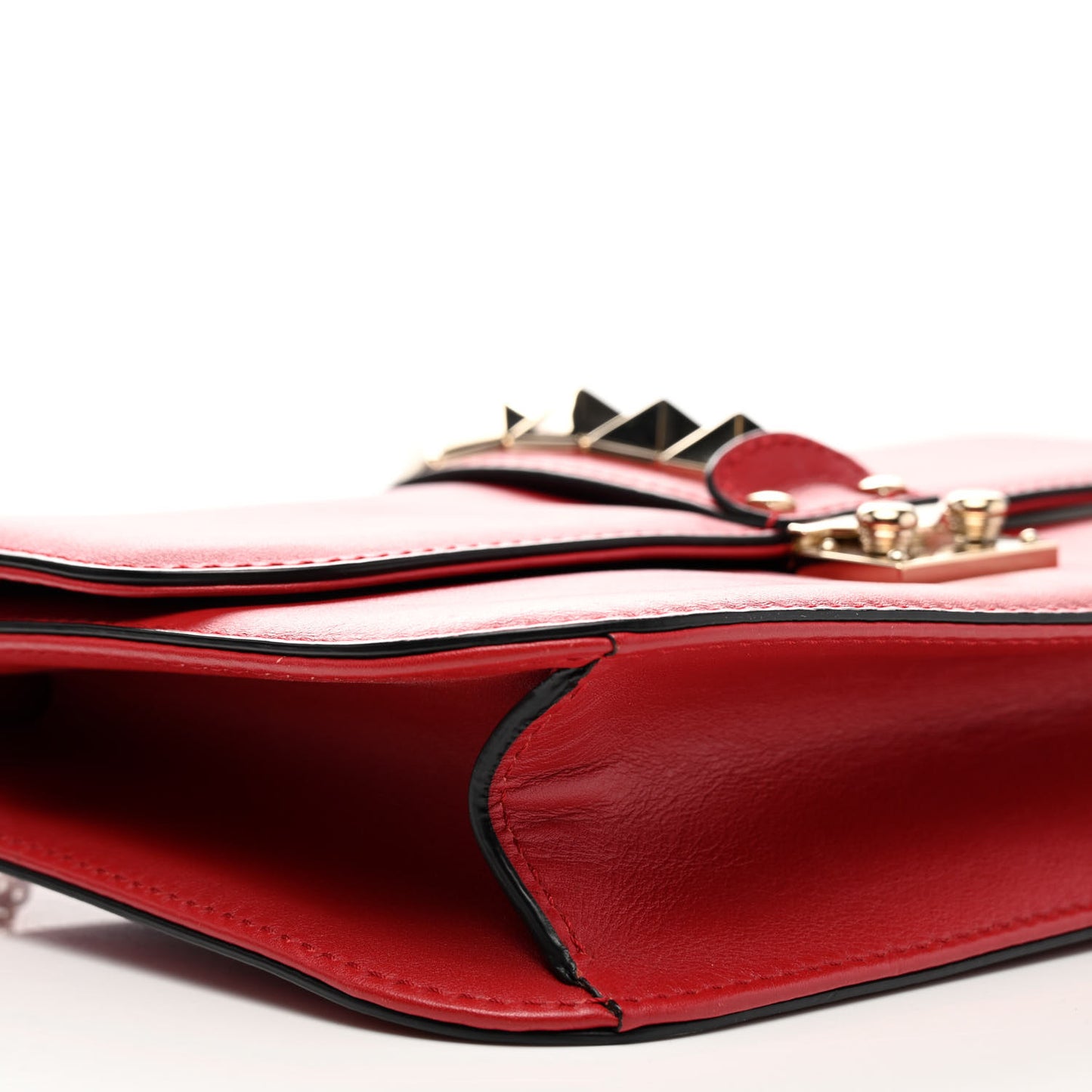 Vitello Medium Glam Lock Rockstud Flap Red