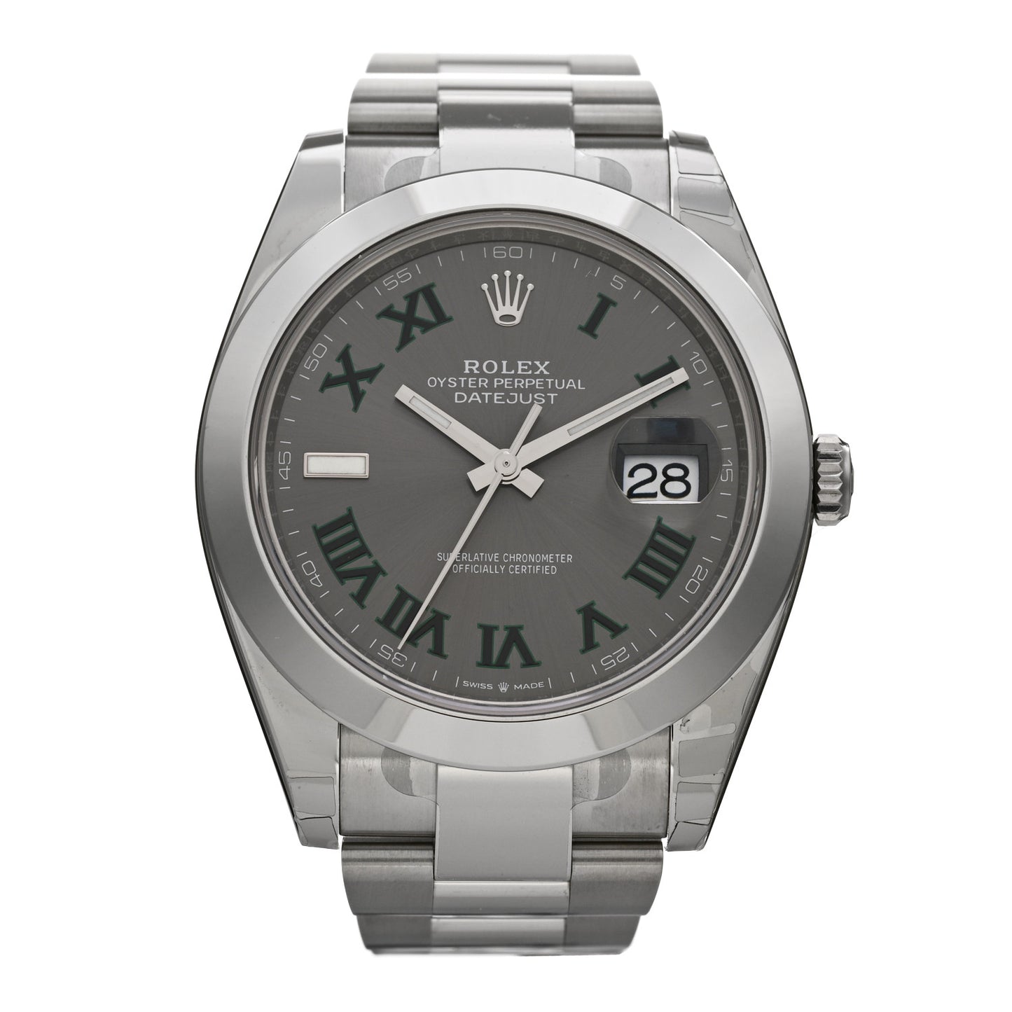 Stainless Steel 41mm Oyster Perpetual Wimbledon Datejust Watch Slate 126300