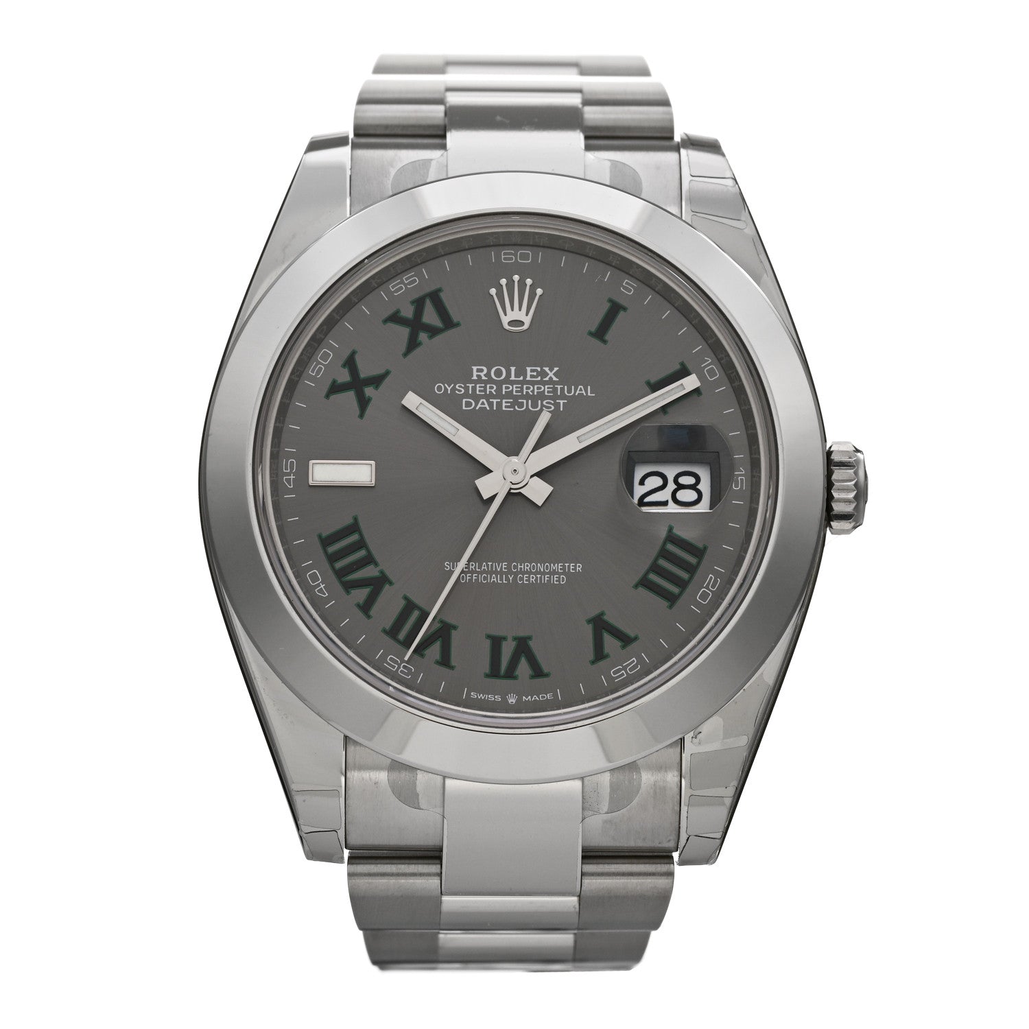 Rolex Stainless Steel 41mm Oyster Perpetual Wimbledon Datejust Watch Slate 126300 1 of 5