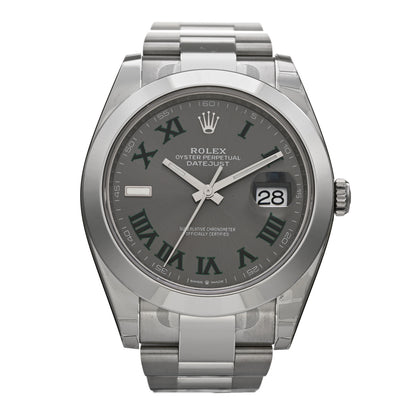 Rolex Stainless Steel 41mm Oyster Perpetual Wimbledon Datejust Watch Slate 126300 1 of 5