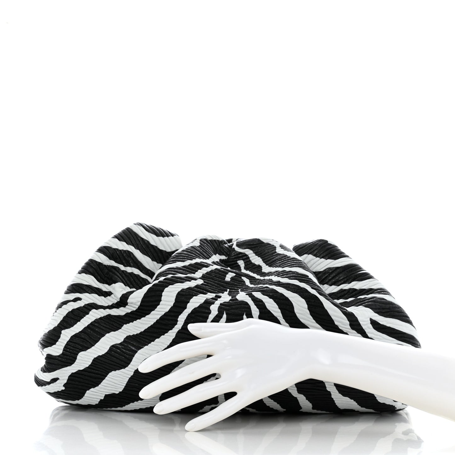 Nappa Zebra Print The Pouch Oversized Clutch White Black