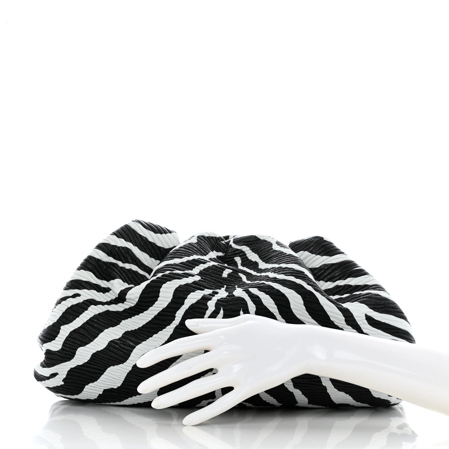 Bottega Veneta Nappa Zebra Print The Pouch Oversized Clutch White Black 2 of 8