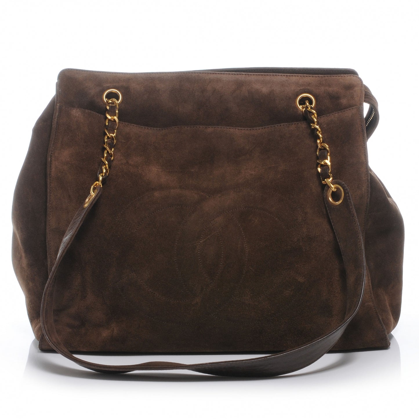 Suede Large CC Shoulder Bag Brown