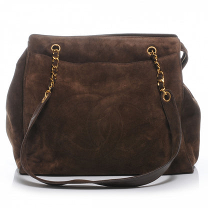 Chanel Suede Large CC Shoulder Bag Brown 1 of 9