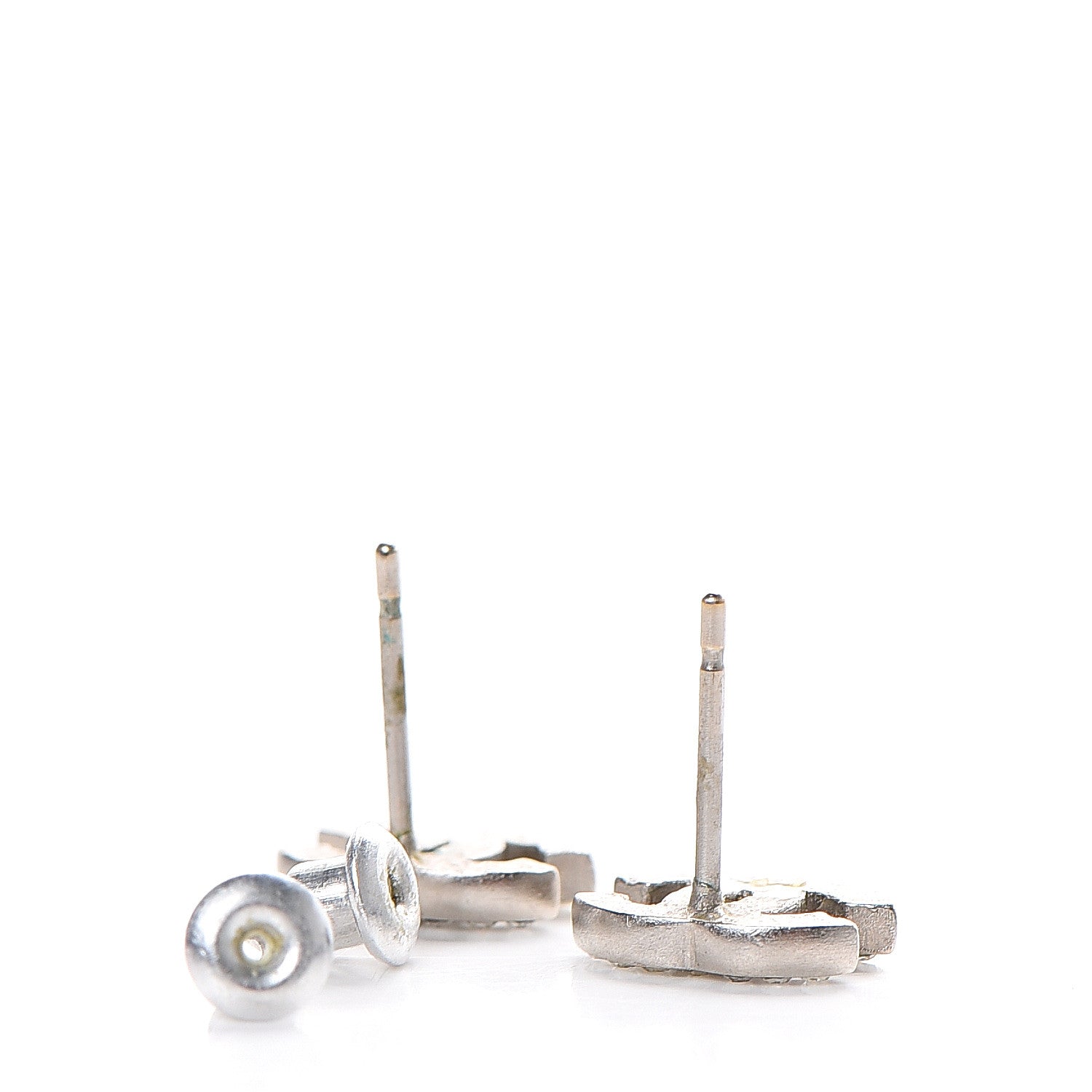Chanel Crystal Mini Timeless CC Earrings Silver 3 of 3