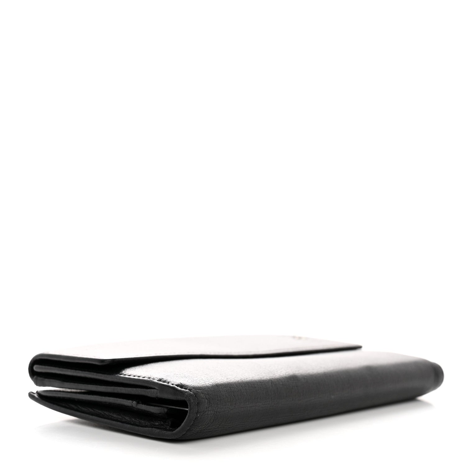 Chanel Goatskin Camellia Embossed Flap Wallet Black 4 of 8