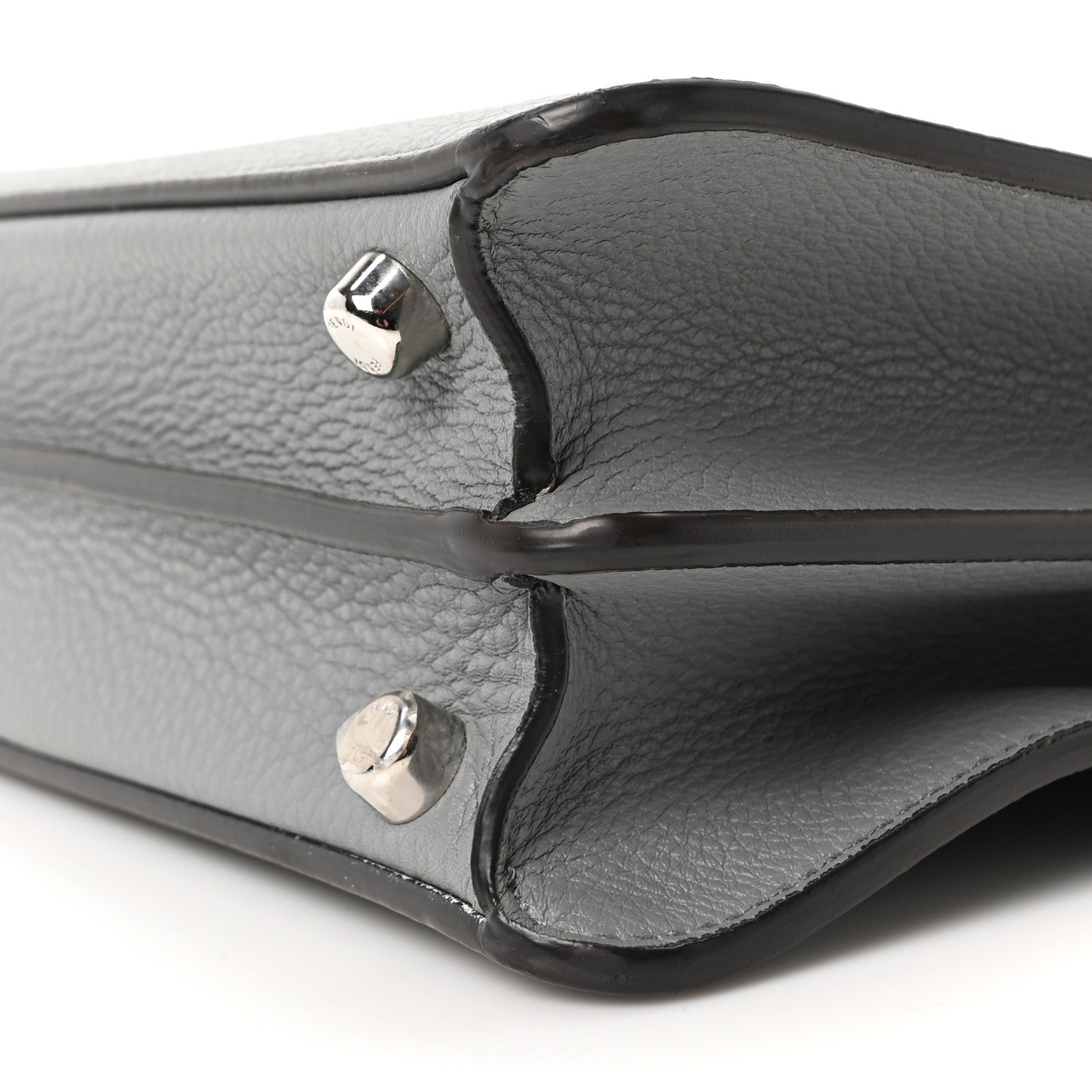 Fendi Cuoio Romano Vitello Cover Glazed Fabric Bi-Color FF 1974 Mini Peekaboo I SEE U Satchel  Grigio Chiaro Ghiaia 9 of 9
