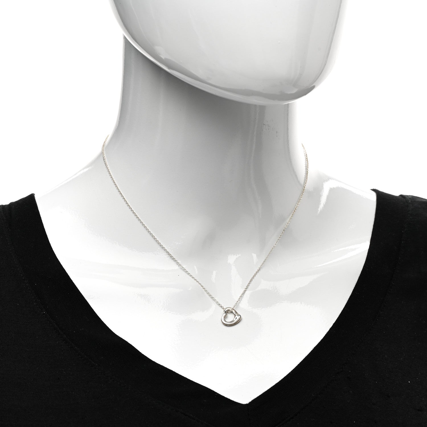 Tiffany Sterling Silver 11mm Elsa Peretti Open Heart Pendant Necklace 2 of 5