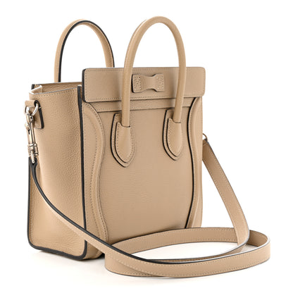 Celine Drummed Calfskin Nano Luggage Dune 3 of 10