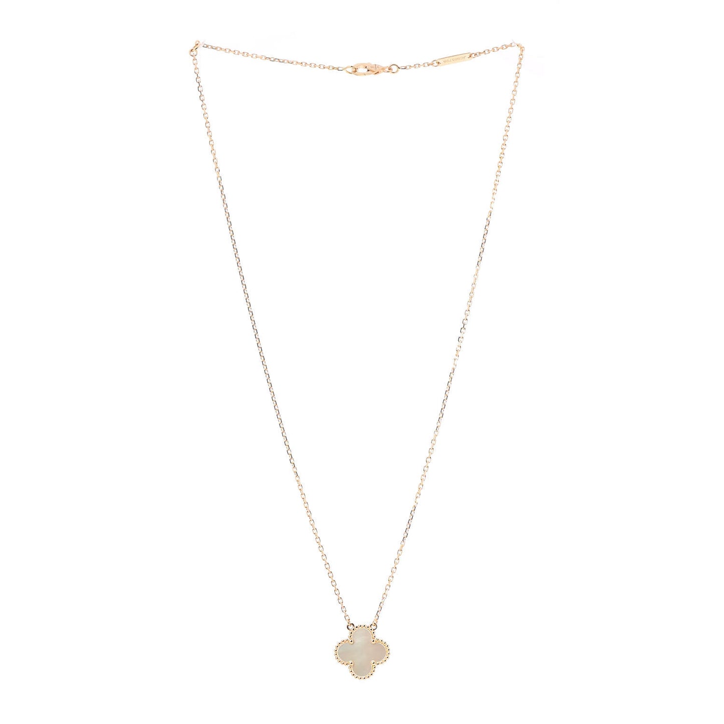 18K Yellow Gold Mother of Pearl Vintage Alhambra Pendant Necklace