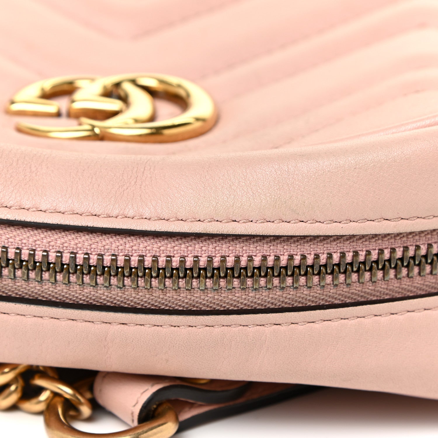 Gucci Calfskin Matelasse Mini GG Marmont Chain Shoulder Bag Perfect Pink 13 of 17